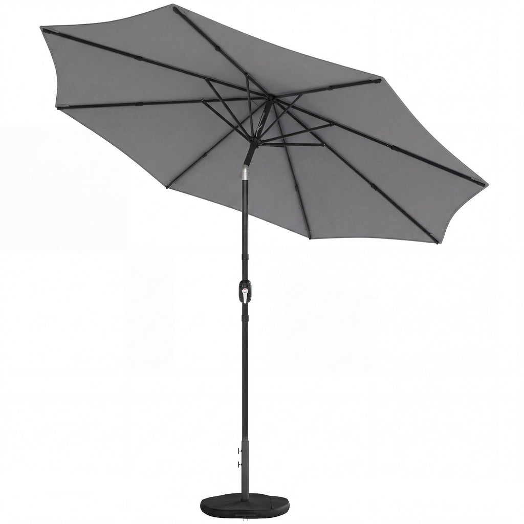 2.7 m Garden Parasol with Cross Base, Sandbag and Tilt, Light Grey