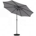 2.7 m Garden Parasol with Cross Base, Sandbag and Tilt, Light Grey