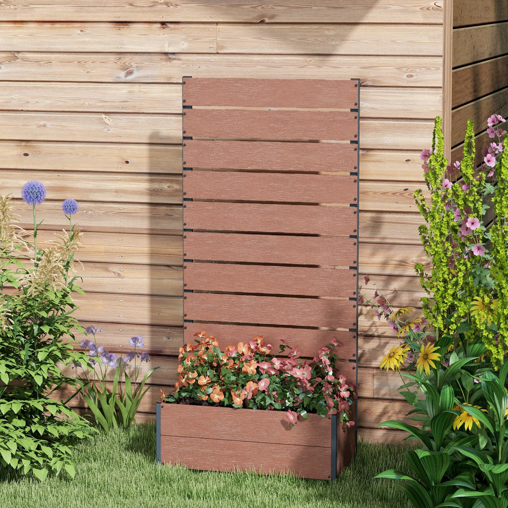 28" x 15" x 59" Raised Garden Bed with Trellis, Light Brown