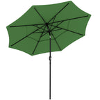 3 m Garden Parasol with 3-Tier Roof, Crank Handle & Tilt, Green