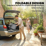 Set of 2 Folding Garden Chairs with High Back and Armrests, Light Grey