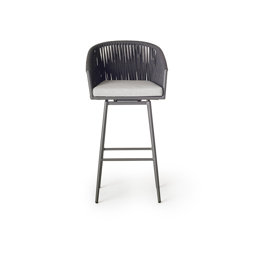Olema Swivel Bar Chair in Charcoal Aluminum