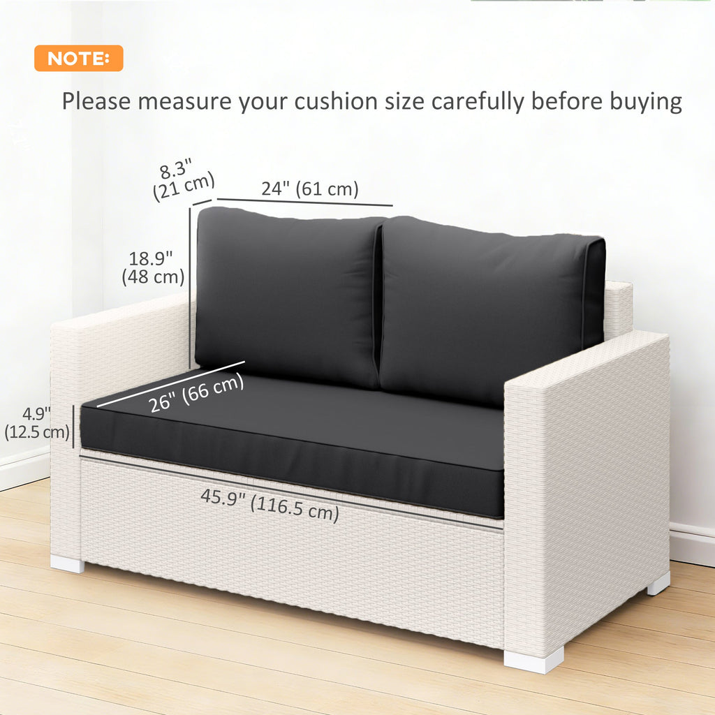 2 Seater Outdoor Seat Cushions with Backrest, Black