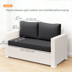 2 Seater Outdoor Seat Cushions with Backrest, Black