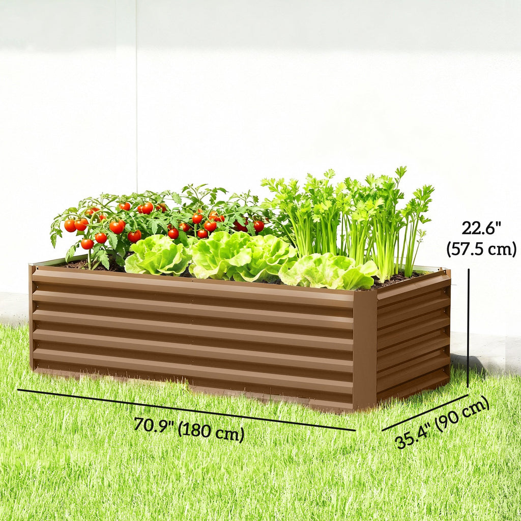 6' x 3' x 2' Galvanized Raised Garden Bed for Vegetables, Brown