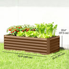 6' x 3' x 2' Galvanized Raised Garden Bed for Vegetables, Brown
