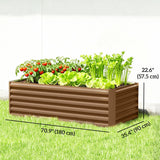 6' x 3' x 2' Galvanized Raised Garden Bed for Vegetables, Brown
