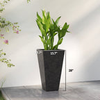 3-Piece 28" Tall Planters with Drainage Holes, Black