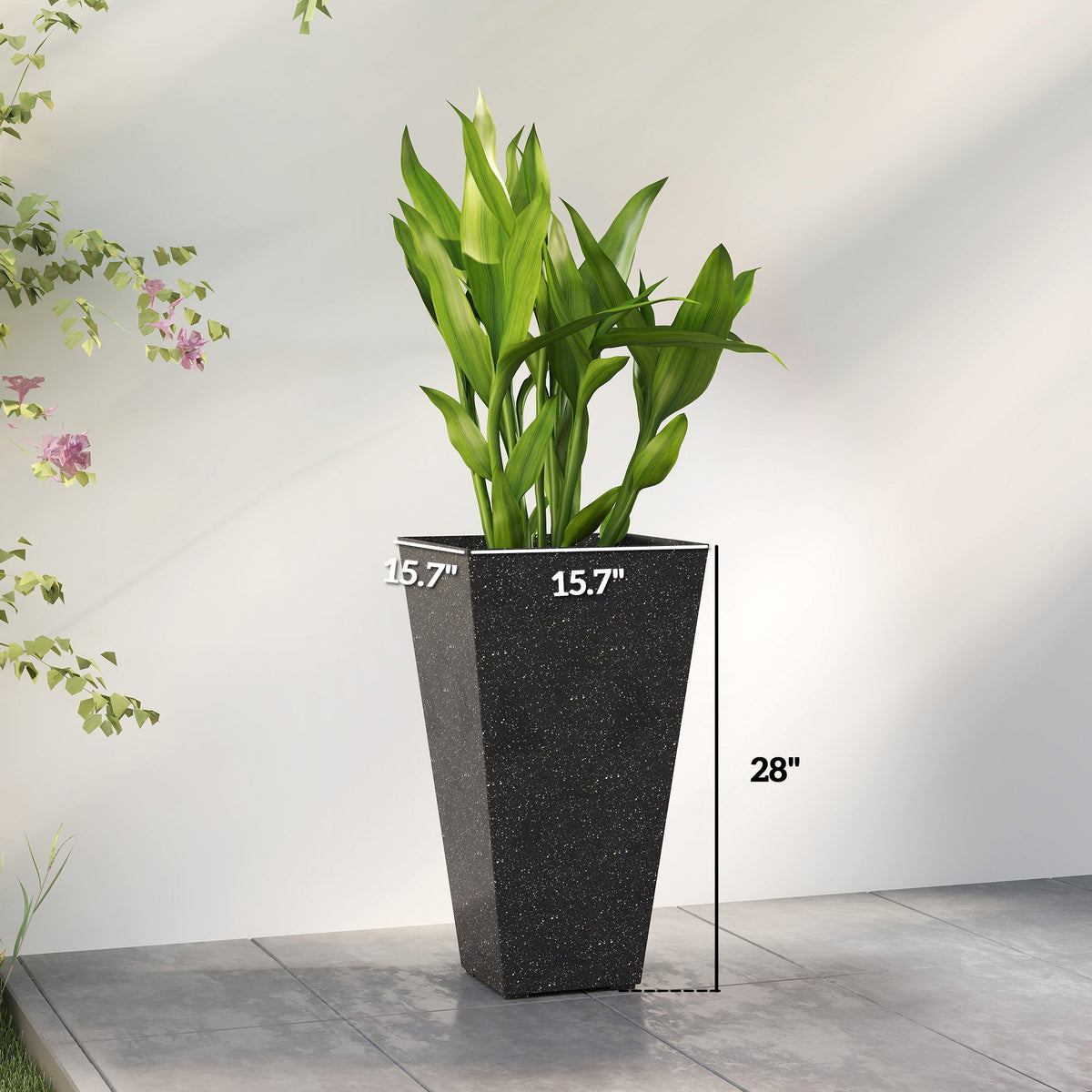 3-Piece 28" Tall Planters with Drainage Holes, Black