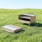 Portable Charcoal BBQ Grill with Adjustable Grates and Side Shelf, Khaki