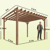 PerArbor 3.6 x 3 m Maple Wood-effect Pergola with Triangle Supports for Climbing Vines
