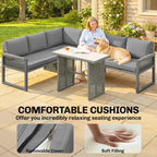 4 Piece Rattan Garden Furniture Set with 3 Loveseats, Grey