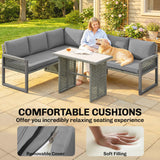 4 Piece Rattan Garden Furniture Set with 3 Loveseats, Grey