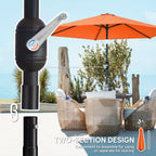 2.6 m Garden Parasol with Tilt, Crank, Vent & Aluminium Pole, Orange