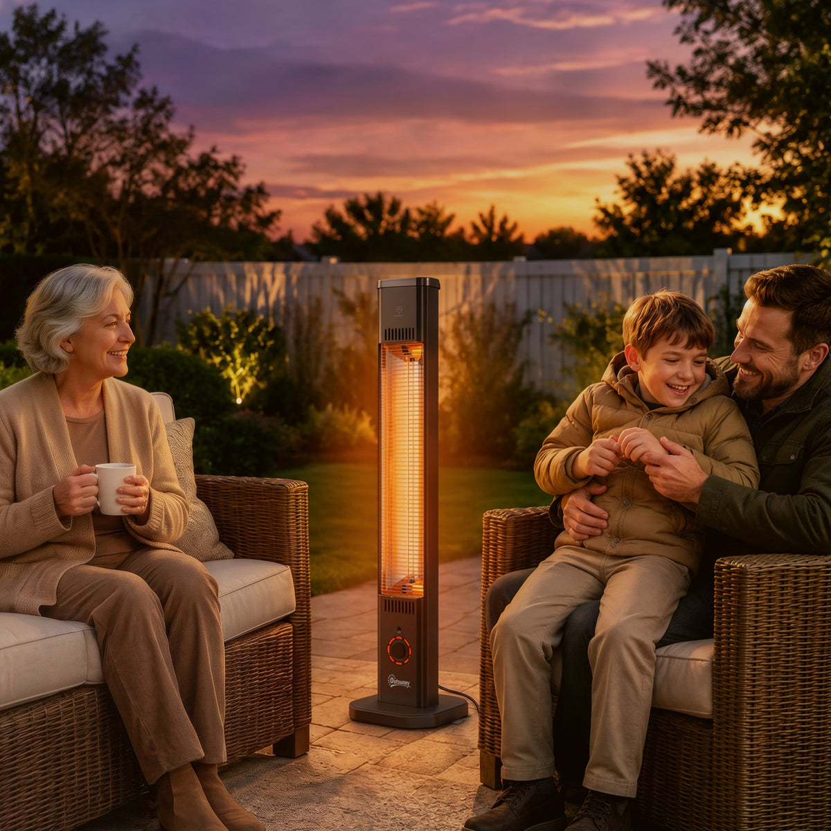 2000 W IR Patio Heater with Cover, Wall or Freestanding, Knob & Remote, Black