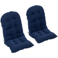 Tufted High-Back Adirondack Cushions Set of 2, Navy, with Ties & Non-Slip
