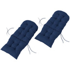 Tufted High-Back Adirondack Cushions Set of 2, Navy, with Ties & Non-Slip
