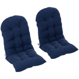Tufted High-Back Adirondack Cushions Set of 2, Navy, with Ties & Non-Slip