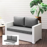 2 Seater Outdoor Seat Cushions with Backrest, Grey