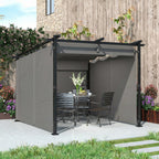 3 x 3 m Metal Pergola with Retractable Roof and Sidewalls, Light Grey