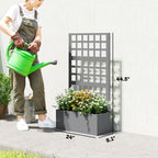 24" x 9" x 44.5" Raised Garden Bed with Trellis and Drainage, Gray