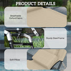 Folding Outdoor Lounge Chair with Face Hole and Pillow, Beige