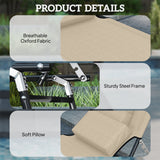 Folding Outdoor Lounge Chair with Face Hole and Pillow, Beige