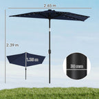 2.6 m Half Garden Parasol with Solar LED Lights and Tilt, Dark Blue