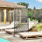 78" x 48" Metal Outdoor Privacy Screen, Quatrefoil Design, Black