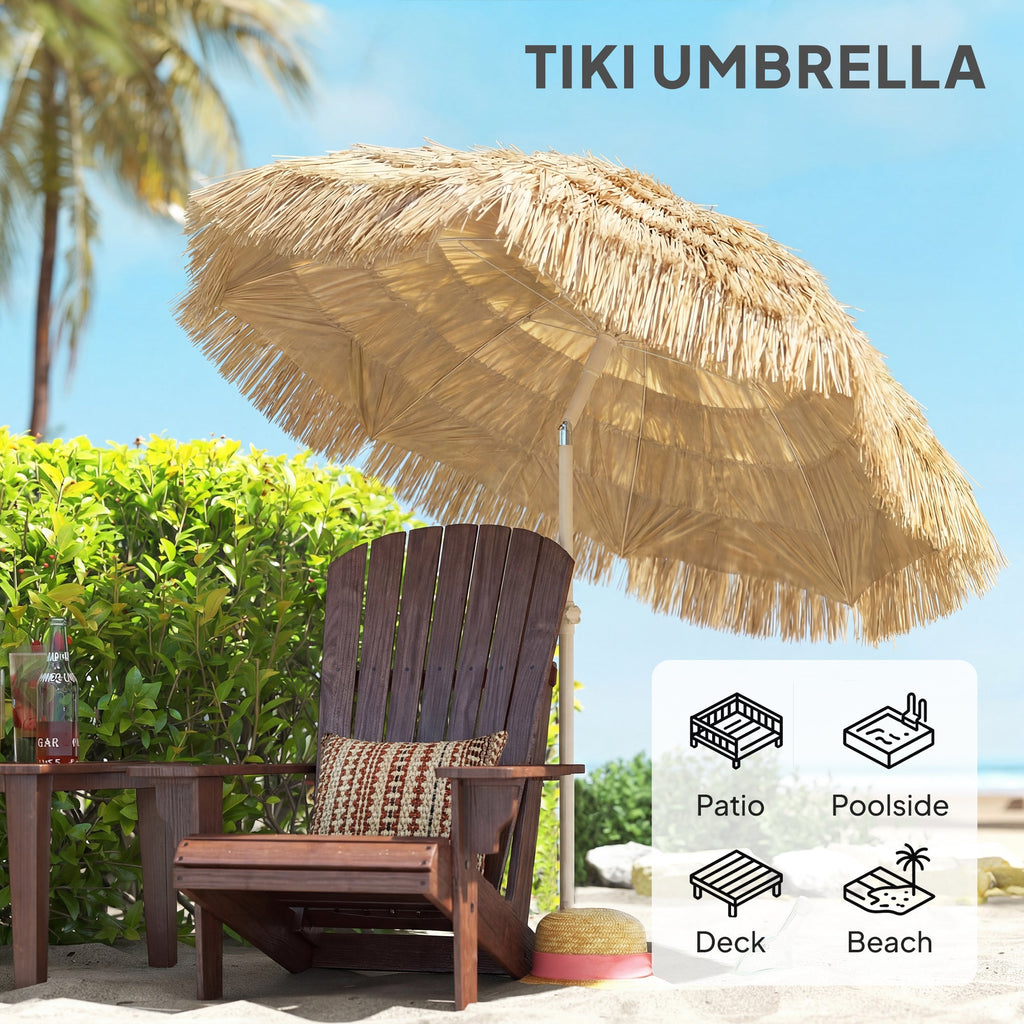 6FT Tiki Umbrella with 8 Ribs and Carry Bag, Khaki