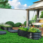 Set of 2 Galvanised Raised Beds with Stakes, 150 x 60 x 30 cm, Dark Grey