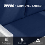 2 Seater Outdoor Seat Cushions with Backrest, Navy Blue