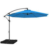 3 m Cantilever Parasol with Weights, Cover & Cross Base, Blue