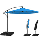 3 m Cantilever Parasol with Weights, Cover & Cross Base, Blue
