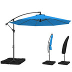 3 m Cantilever Parasol with Weights, Cover & Cross Base, Blue