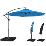3 m Cantilever Parasol with Weights, Cover & Cross Base, Blue