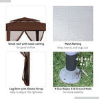10' x 10' Canopy Tent with Mesh Netting and Double Tier Roof, Brown