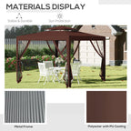 10' x 10' Canopy Tent with Mesh Netting and Double Tier Roof, Brown