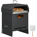 3-in-1 Wood-Fired Pizza Oven with Stone & Peel for Charcoal Grill, Black