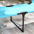 2-Piece Outdoor Lounge Chairs with Sunshade and Pillow, Light Blue