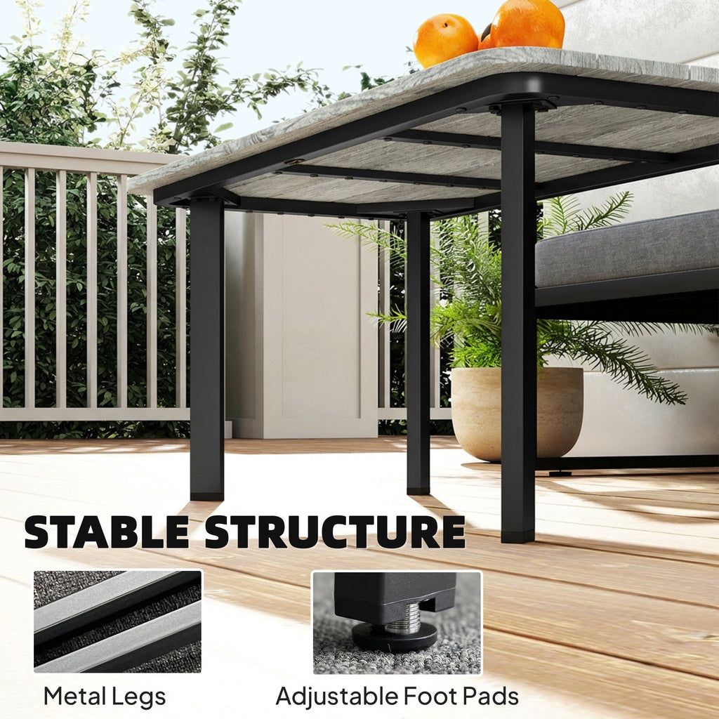 90 x 49 x 40 cm Outdoor Coffee Table with Slatted WPC Top, Grey