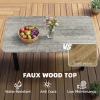 90 x 49 x 40 cm Outdoor Coffee Table with Slatted WPC Top, Grey