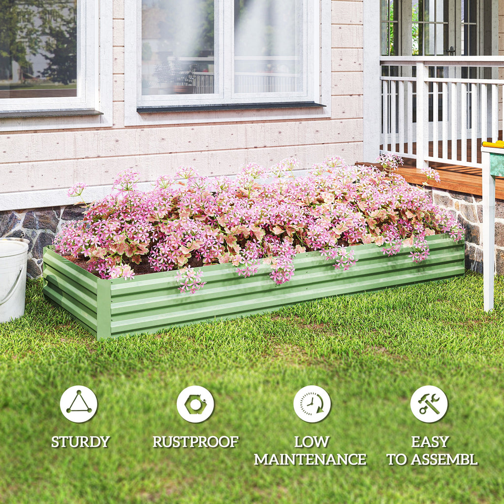 Galvanized Raised Garden Bed 8' x 3' x 1' for Vegetables, Flowers & Herbs, Light Green
