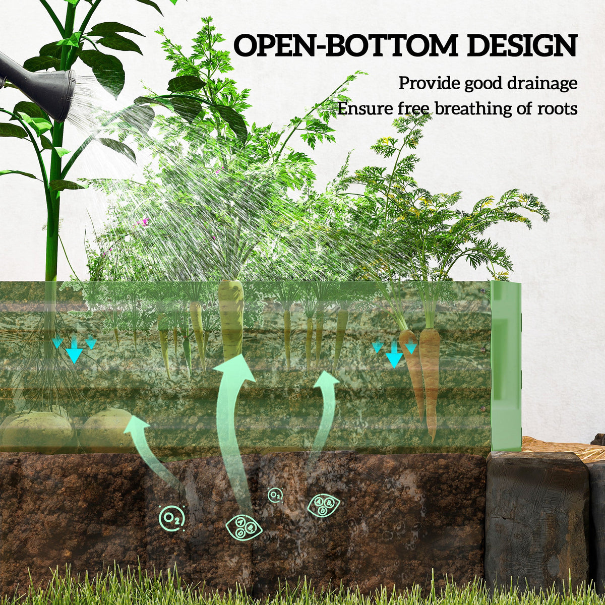 Galvanized Raised Garden Bed 8' x 3' x 1' for Vegetables, Flowers & Herbs, Light Green