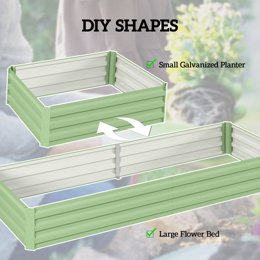 Galvanized Raised Garden Bed 8' x 3' x 1' for Vegetables, Flowers & Herbs, Light Green