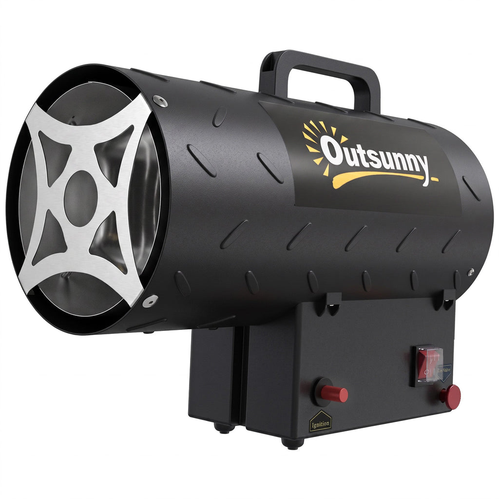15 kW/51000 BTU Industrial Propane Space Heater with Piezo Ignition, Overheat Protection, IPX4, Black