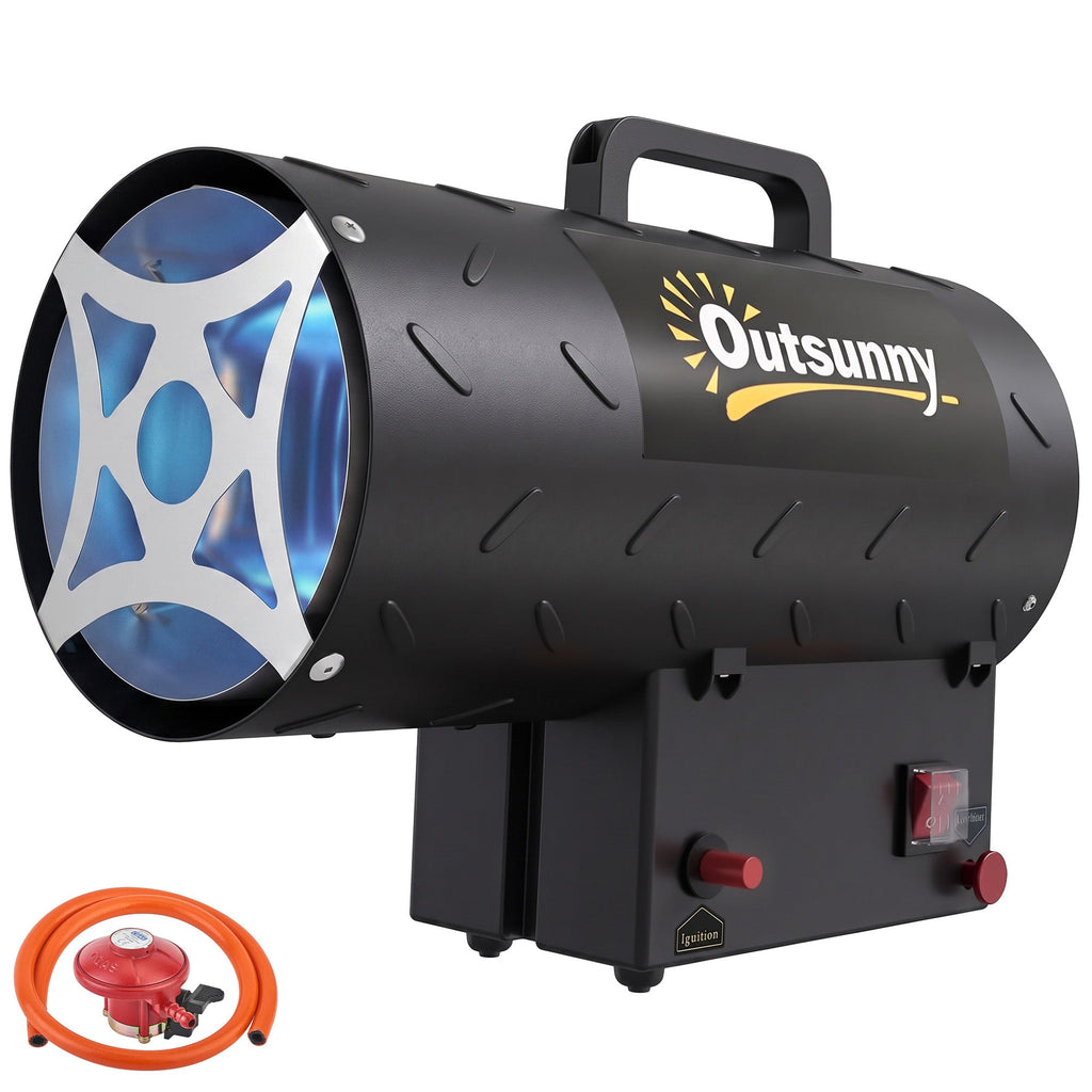 15 kW/51000 BTU Industrial Propane Space Heater with Piezo Ignition, Overheat Protection, IPX4, Black