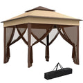 10.7 x 10.7ft Pop-Up Gazebo with Removable Mesh Curtains and UV30 Roof, Beige