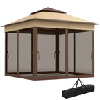 10.7 x 10.7ft Pop-Up Gazebo with Removable Mesh Curtains and UV30 Roof, Beige