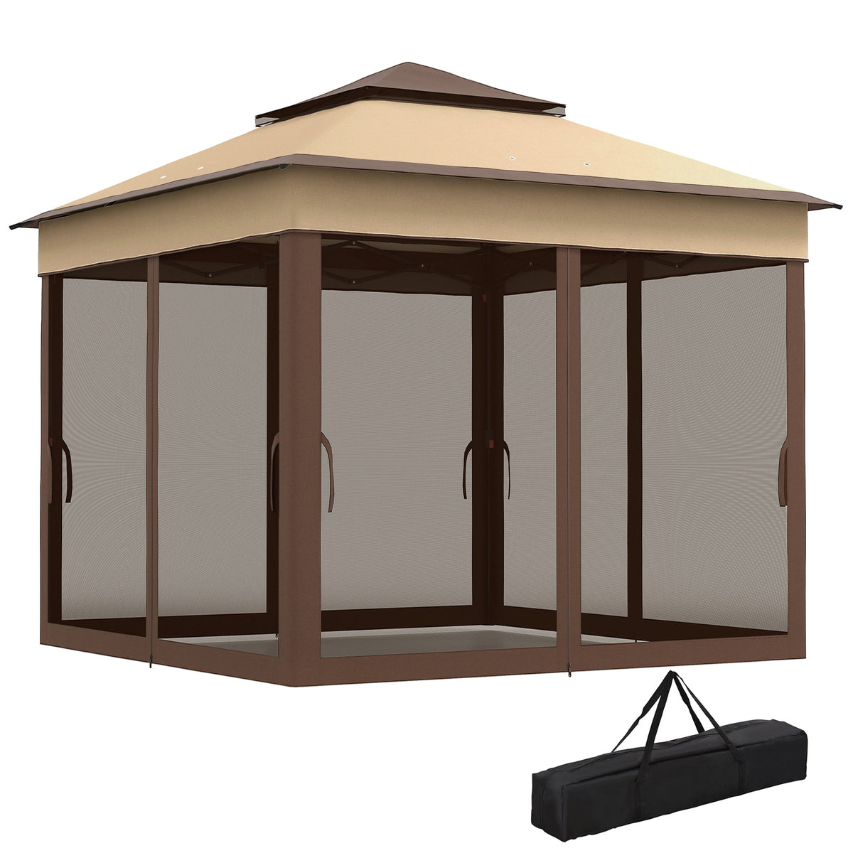 10.7 x 10.7ft Pop-Up Gazebo with Removable Mesh Curtains and UV30 Roof, Beige
